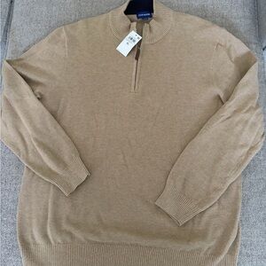 Men's Quarter Zip Tan Sweater